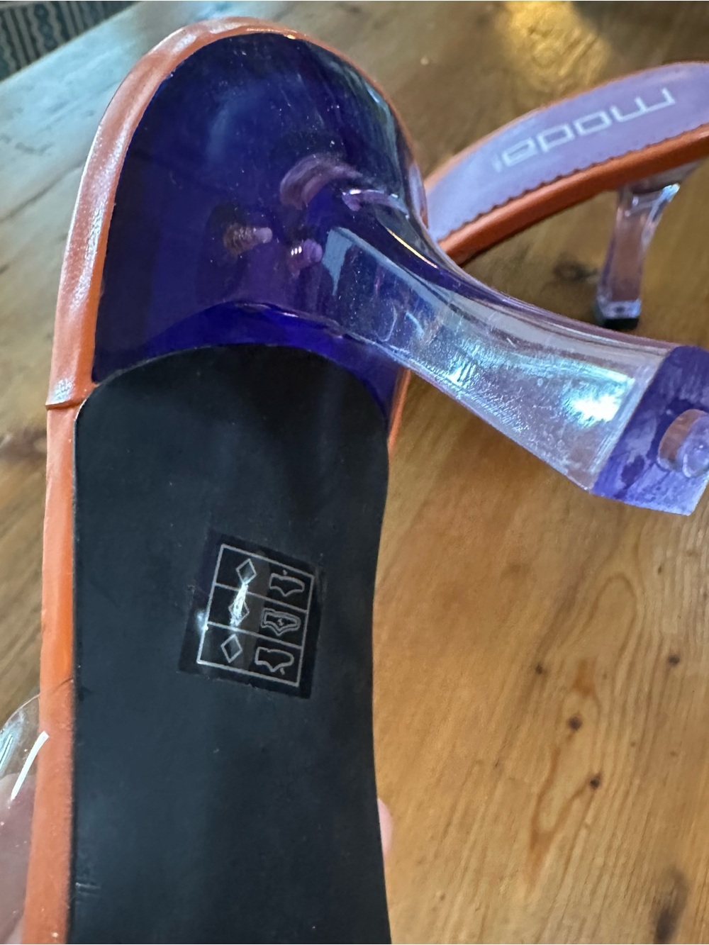 Floral Clear Strap Orange Sandals with Purple Accents. Beautiful Barbi colors! - Picture 6 of 6